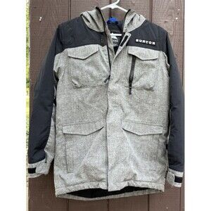 BURTON Boys Covert Snowboard Ski Jacket Hooded Grey Black Size Large